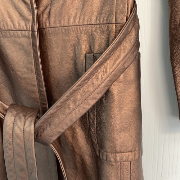 BCBGMaxAzria Leather Metallic Coat Size 4 - Picture 6 of 11